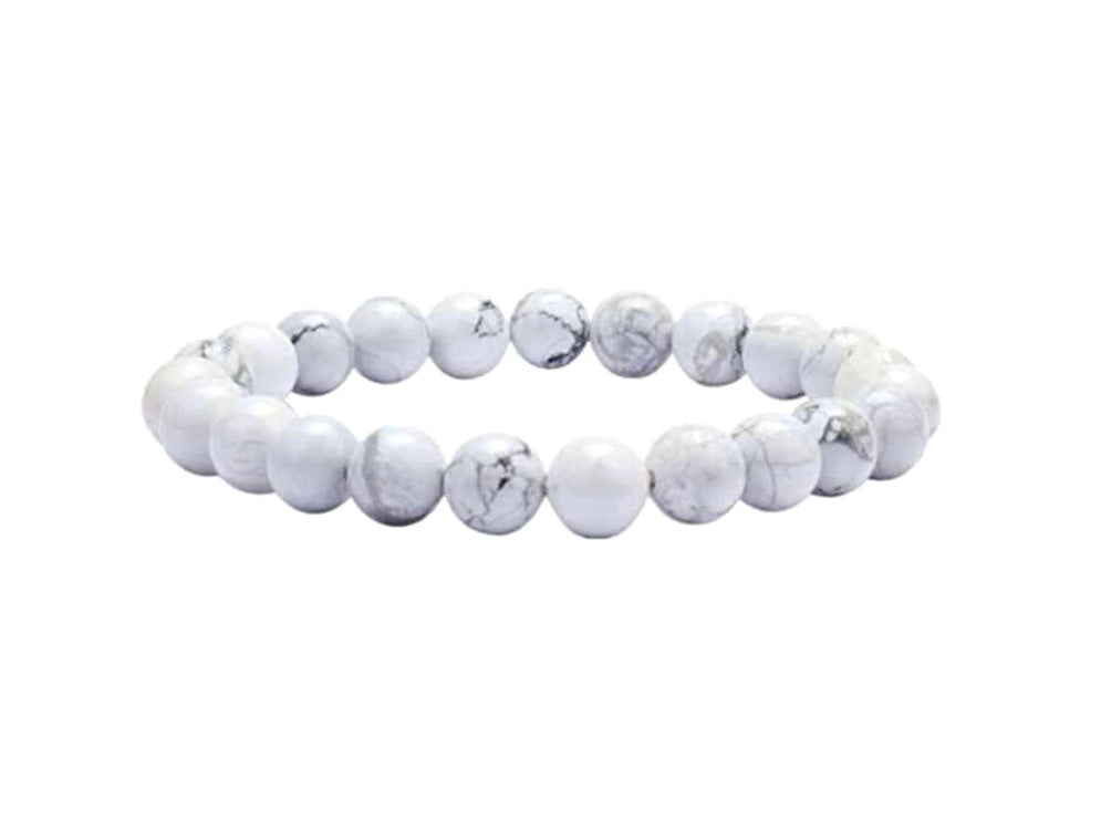 White Howlite Crystal Bead Bracelet 8mm, Genuine White Howlite Gemstone  Bracelet, Calming Stone, bracelet for men