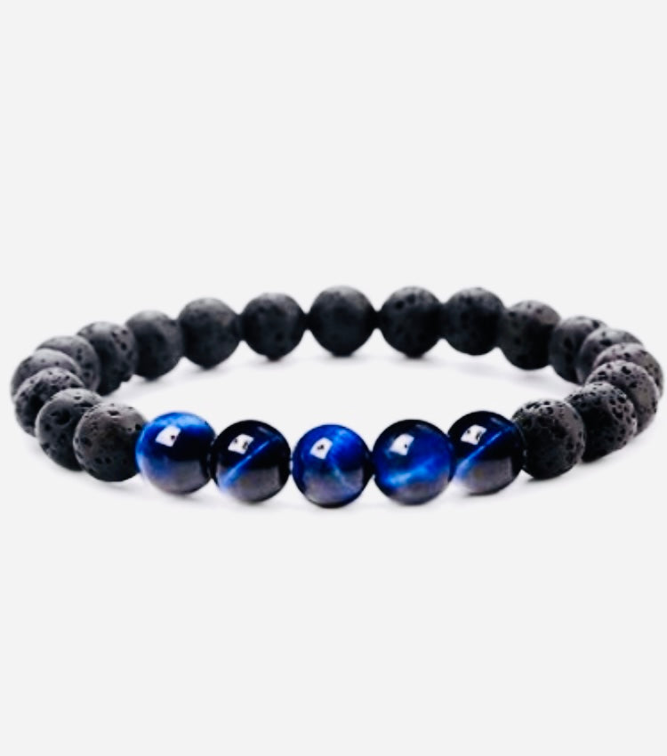 Blue Tiger Eye / Lava Bracelet