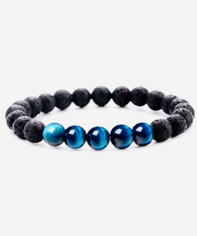 Enlightened Blue Tiger Eye / Lava Bracelet